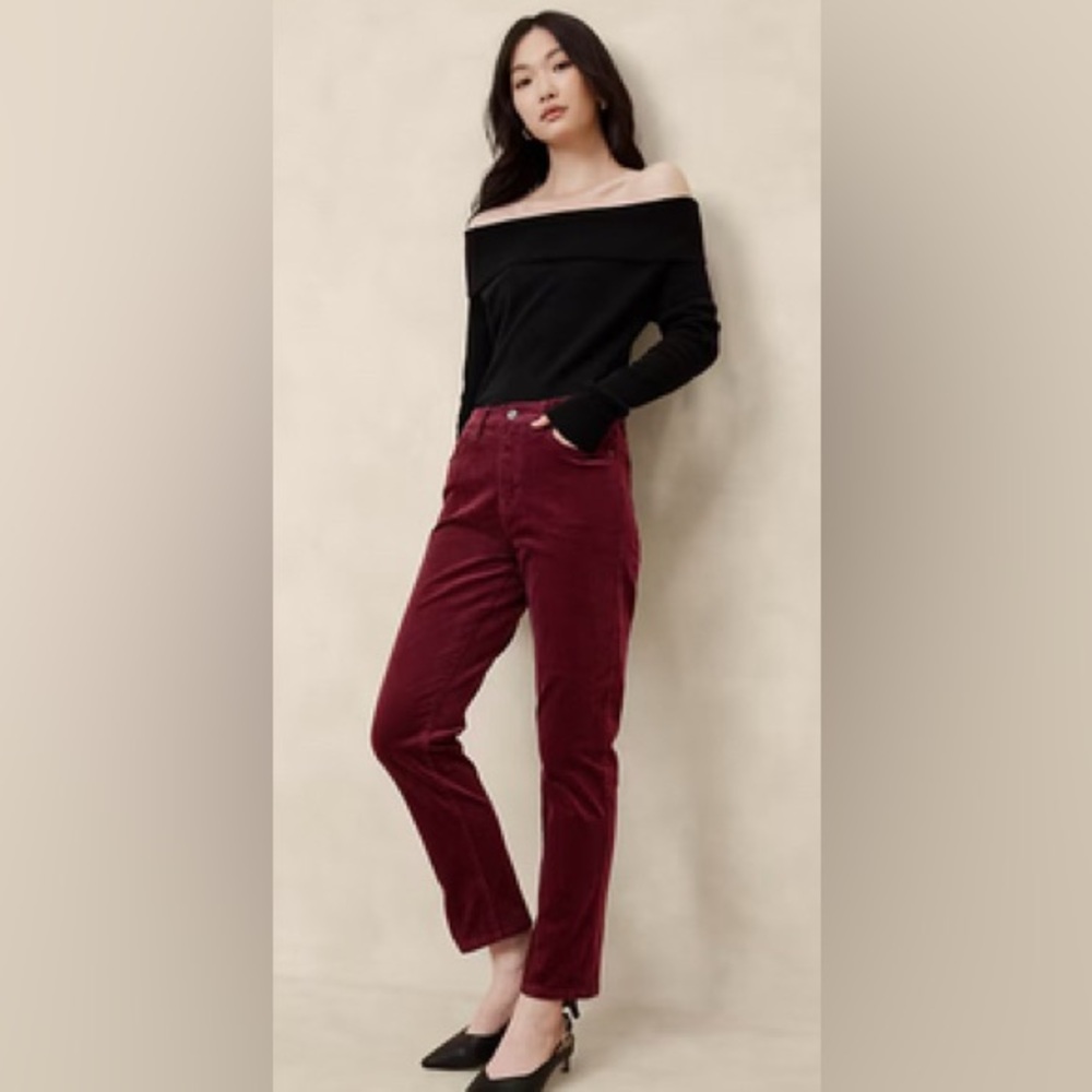 Banana Republic Factory High Rise Slim Corduroy Pants - Size 8/29 - Wine Color
